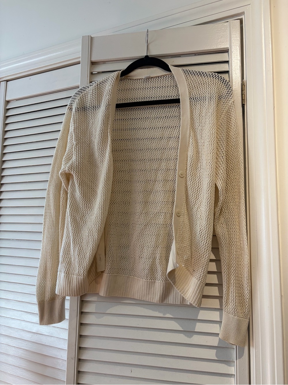 Uniqlo Open-Weave Cream Button Cardigan Sweater - Women